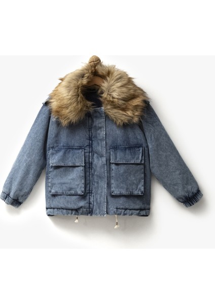 Kız Çocuk Içi Kürklü Kot Mont