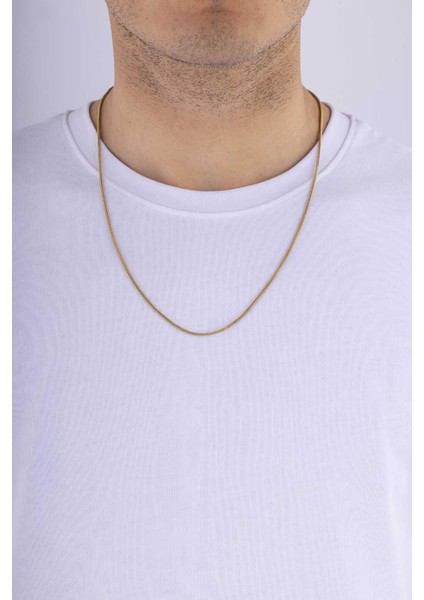 Altın Kaplama Silindir Model Italyan Erkek Çelik Zincir