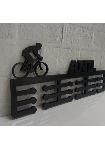 Bisiklet Sporcu Kişiye Özel Madalya Askısı – 10 mm Siyah Mdf – Dekoratif Askılık