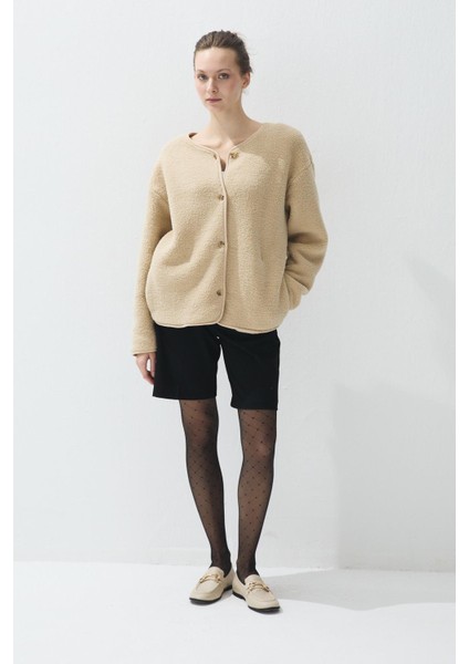 Kadın Camel Renk Iliklenebilir Cepli Peluş Ceket indirimleri