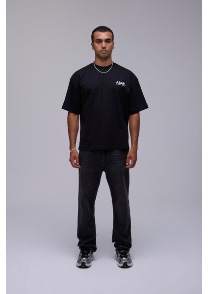 Beyaz Oversize Asap Slogan Baskılı Tişört fiyatları