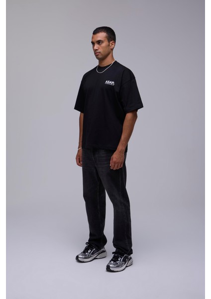 Beyaz Oversize Asap Slogan Baskılı Tişört modelleri