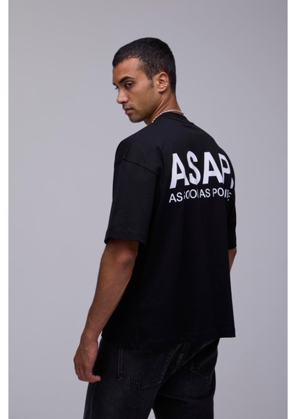 Beyaz Oversize Asap Slogan Baskılı Tişört fırsatları