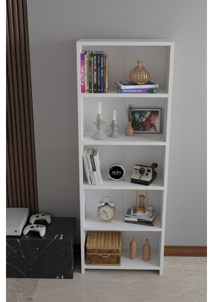 5 Raflı Kitaplık Dekoratif Çok Amaçlı Düzenleyici Raf 150 cm Salon Çalışma Odası Raf fiyatları