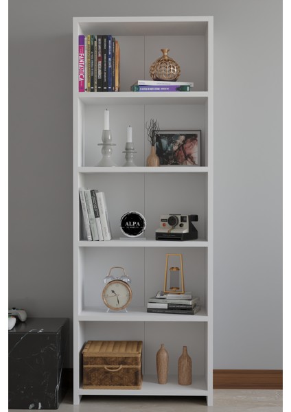 5 Raflı Kitaplık Dekoratif Çok Amaçlı Düzenleyici Raf 150 cm Salon Çalışma Odası Raf modelleri