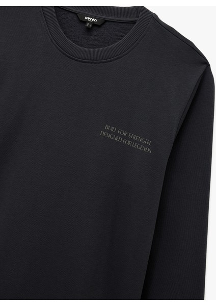 Uzun Kollu Bisiklet Yaka Pamuklu Baskılı Sweatshirt modelleri