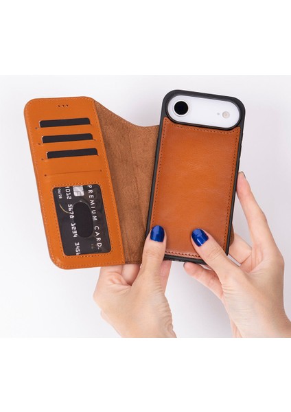 iPhone 17 Air Çıkarılabilir Deri Cüzdan Kılıf-Ten Rengi