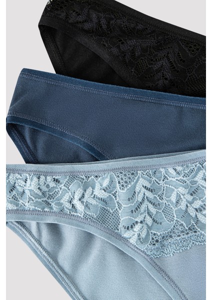 Mavi Haze Dantel Detaylı 3lü Slip Külot