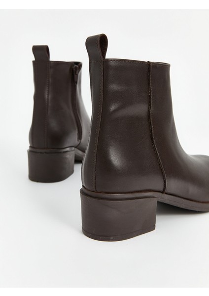 Yeni Sezon Deri Görünümlü Kadın Topuklu Bot indirimleri