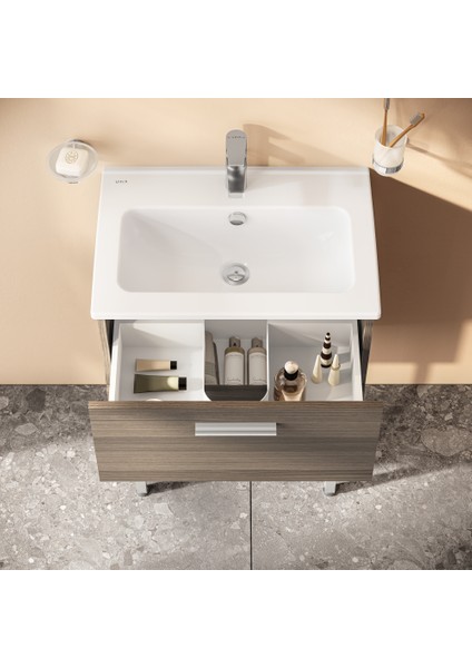 Mia 75072 Banyo Dolabı Seti Çekmeceli, Ayaklı, 60 cm, Cordoba