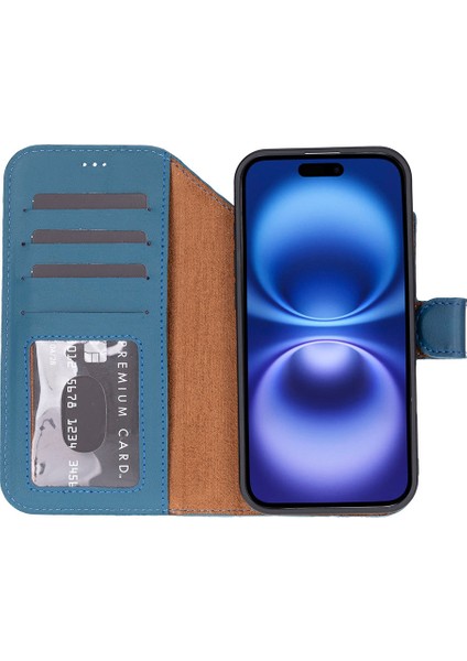 iPhone 17 Air Çıkarılabilir Deri Cüzdan Kılıf-Mavi indirimleri