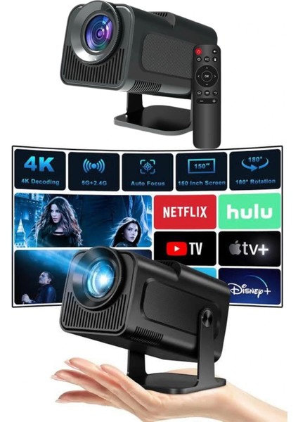 Projektör Siyah Android Taşınabilir Sinema Projeksiyon Wifi Destekli En Güncel Sürüm Akıllı fiyatları