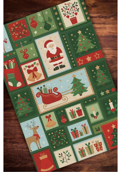 Yılbaşı Halısı Dijital Baskılı Yeni Yıl Temalı Yıkanabilir Parti Halısı modelleri