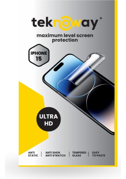 iPhone 15 Antistatik Ekran Koruyucu Ultra Hd