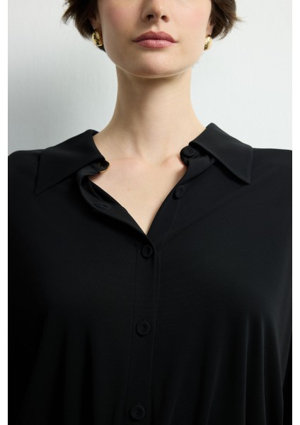 Süet Detaylı Örme Gömlek Siyah 130M2221001 fiyatları