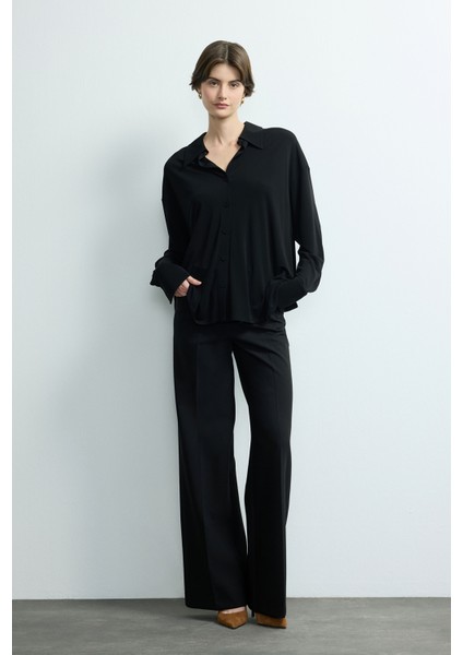 Süet Detaylı Örme Gömlek Siyah 130M2221001 modelleri