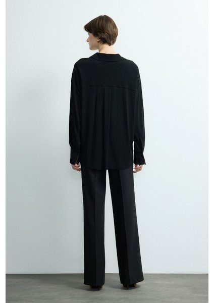 Süet Detaylı Örme Gömlek Siyah 130M2221001 fırsatları