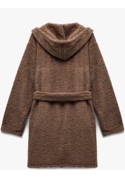 Rahat Kalıp Cep Detaylı Kapşonlu Polar Sabahlık fiyatları