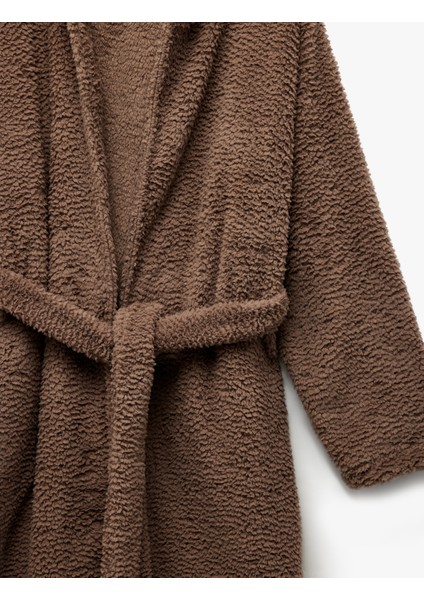 Rahat Kalıp Cep Detaylı Kapşonlu Polar Sabahlık modelleri