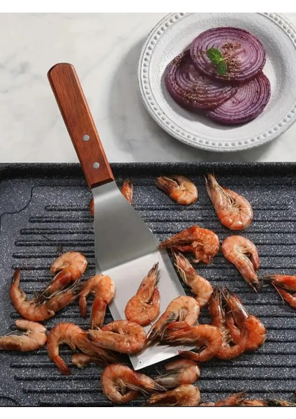 Ahşap Saplı Paslanmaz Açılı Büyük Spatula / Pasta Börek Hamburger Tatlı Kazıcıyı Baklavacı Spatulası fiyatları
