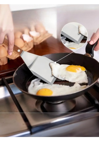 Ahşap Saplı Paslanmaz Açılı Büyük Spatula / Pasta Börek Hamburger Tatlı Kazıcıyı Baklavacı Spatulası modelleri