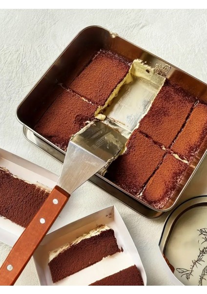 Ahşap Saplı Paslanmaz Açılı Büyük Spatula / Pasta Börek Hamburger Tatlı Kazıcıyı Baklavacı Spatulası indirimleri