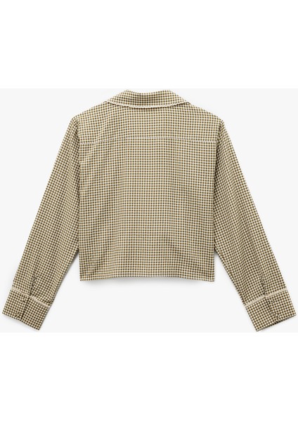 Rahat Kalıp Uzun Kollu Gömlek Yaka Crop Pijama Üstü fiyatları