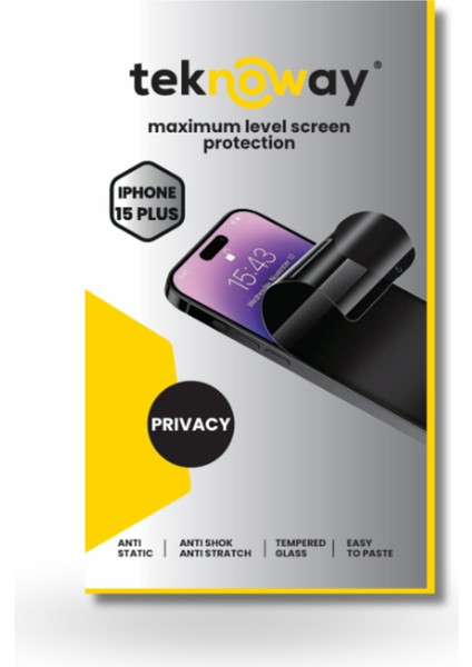iPhone 15 Plus Antistatik Ekran Koruyucu Hayalet