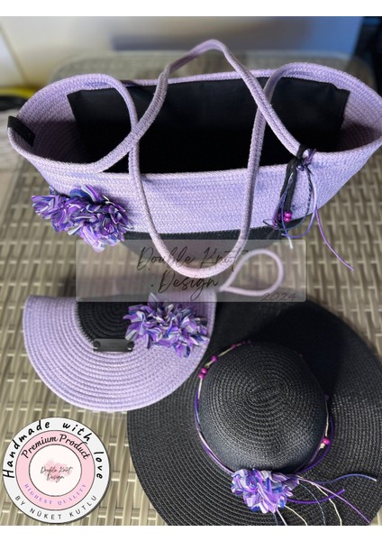 Vero 3lü Takım Plaj Çantası , El Çantası Clutch, Şapka, Totebag,Çanta, Yazlık, Hediyelik, fırsatları