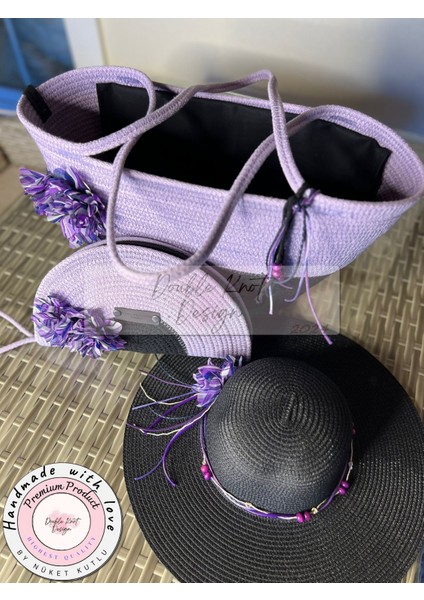 Vero 3lü Takım Plaj Çantası , El Çantası Clutch, Şapka, Totebag,Çanta, Yazlık, Hediyelik, indirimleri