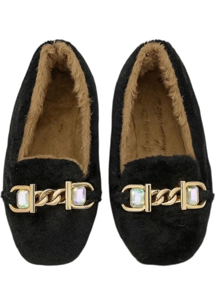 Yumuşak Peluş Ses Yapmaz Hafif Taban Kadın Ev Babeti Panduf Siyah indirimleri