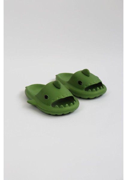 WG500 Köpekbalığı Haki Unisex Tam Ortopedik Terlik Shark Slides modelleri