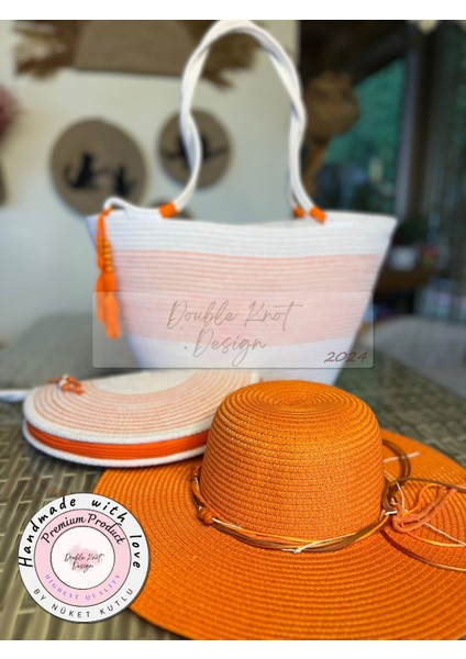 Vero 3lü Takım Plaj Çantası , El Çantası Clutch, Şapka, Totebag,Çanta, Yazlık, Hediyelik,