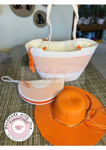 Vero 3lü Takım Plaj Çantası , El Çantası Clutch, Şapka, Totebag,Çanta, Yazlık, Hediyelik, fırsatları