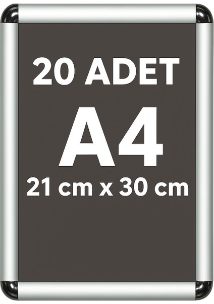 20 Adet A4 Eko Seri Çerçeve Rondo Köşe Aç Kapa Açılır Kapanır