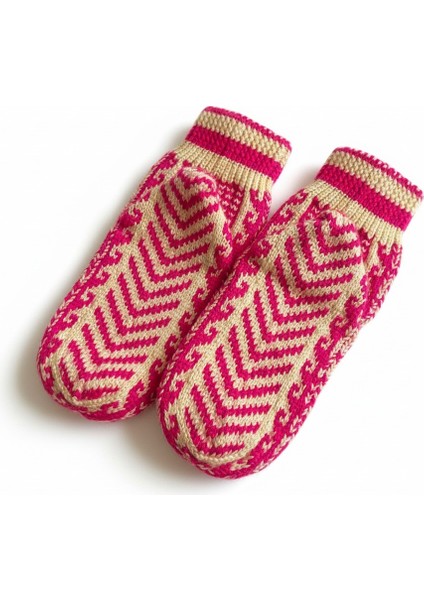 Kız Çocuk El Örgüsü Yünlü Patik Çorap Pembe Krem (28–33) fırsatları