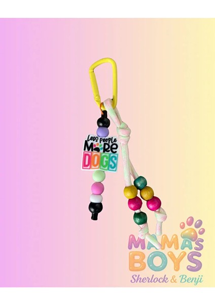 Less People More Dogs Yazılı Paracord Çanta Aksesuarı - Charm - Anahtarlık