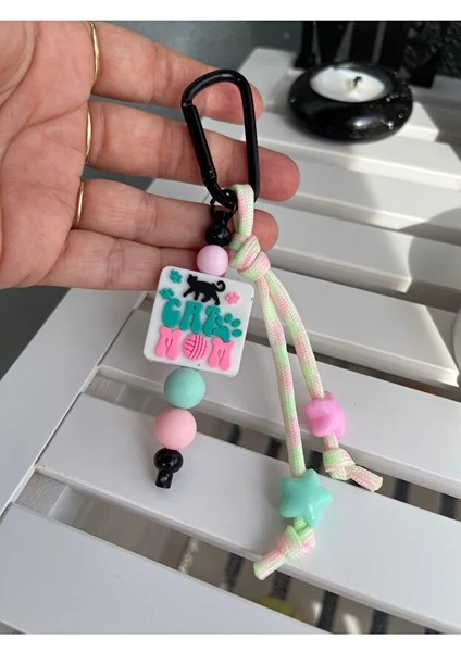Cat Mom Yazılı Paracord Çanta Aksesuarı - Charm - Anahtarlık fiyatları