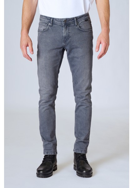 Panama x 812-03 Grey Erkek Likralı Dar Kesim Kot Pantolon Gri