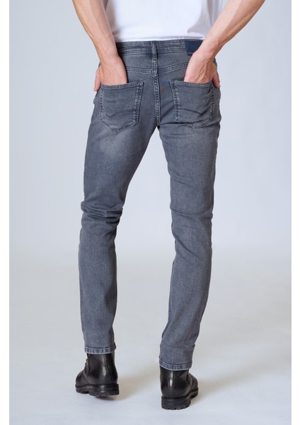 Panama x 812-03 Grey Erkek Likralı Dar Kesim Kot Pantolon Gri fırsatları