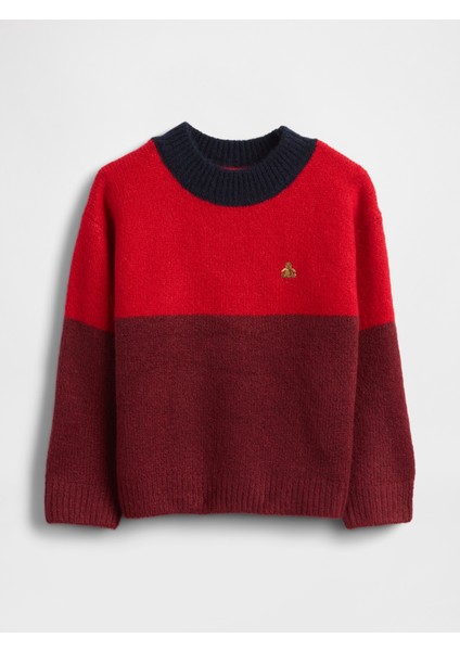 Erkek Bebek Kırmızı Colorblock Kazak