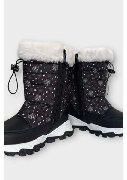 Su Itici Ayarlı Bağcıklı Kürklü Kız Çocuk Botu Siyah modelleri