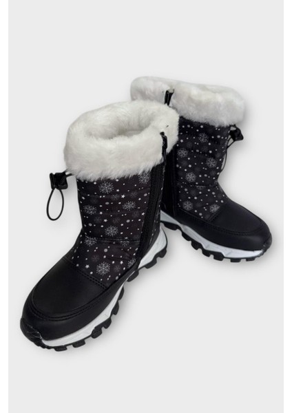 Su Itici Ayarlı Bağcıklı Kürklü Kız Çocuk Botu Siyah fırsatları