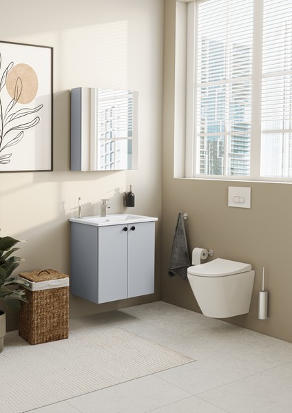 Shift T20 Lavabo Dolabı 81011, 60 Cm, Kül Gri, Lavabolu, Çift Kapaklı, Yavaş Kapanır modelleri