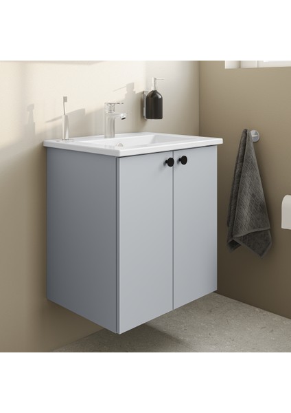 Shift T20 Lavabo Dolabı 81011, 60 Cm, Kül Gri, Lavabolu, Çift Kapaklı, Yavaş Kapanır fırsatları