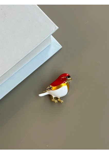 Bülbül Broş - Kırmızı