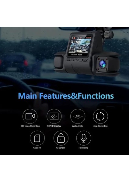Araba Dvr Kamera 3 Kamera Lens 1080 P Hd Dash Kamera Video Kaydedici Siyah Dashcam modelleri