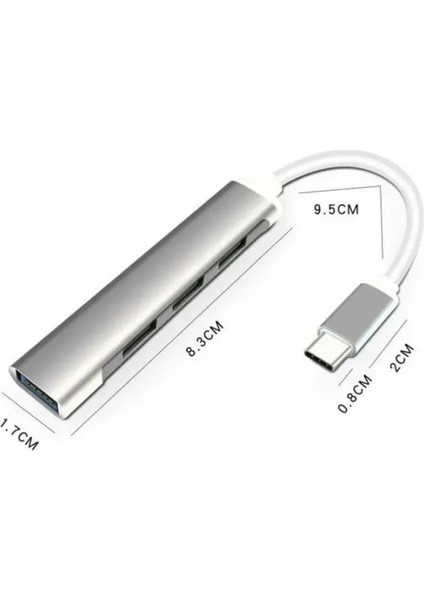 TYPE-C TO USB HUB 4 PORT ÇOKLAYICI MACBOOK İLE UYUMLU ÇOĞALTICI
