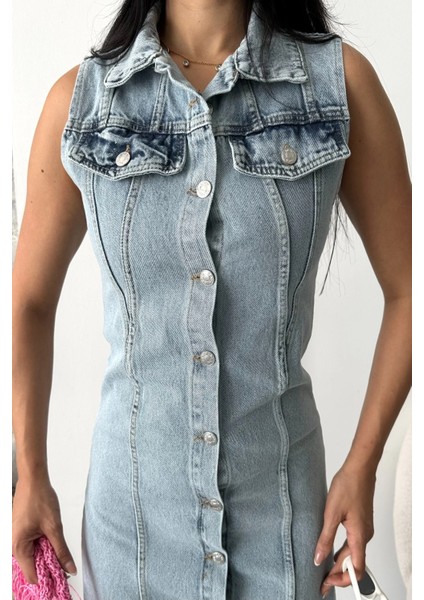 Techmrt Sıfır Kol Kar Yıkama Tunik Ceket Mavi D2520 (Beden: 38) indirimleri