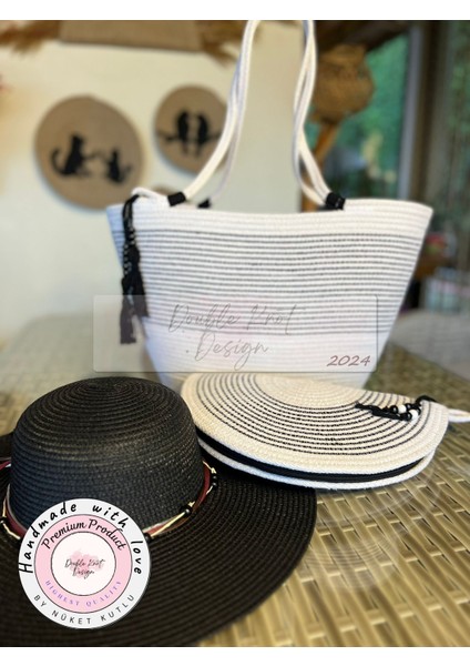 Vero 3lü Takım Plaj Çantası , El Çantası Clutch, Şapka, Totebag,Çanta, Yazlık, Hediyelik, fiyatları